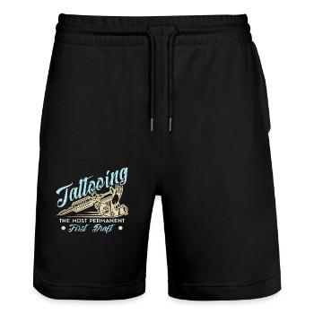 Tattoo Artist Tattooing The Most Tattoo Enthusiast - Stanley/Stella Unisex Bio Joggingshorts Trainer  - Schwarz - Vorne - Nik (191cm) & Marisol (170cm)