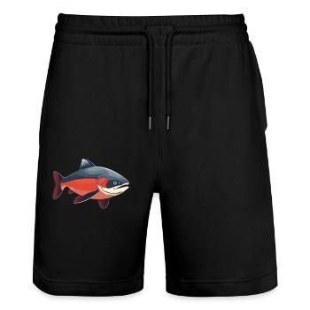 Lachse Lachs - Stanley/Stella Unisex Bio Joggingshorts Trainer  - Schwarz - Vorne - Nik (191cm) & Marisol (170cm)