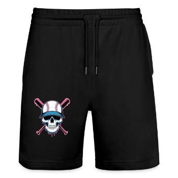 Baseball Skull Batte de Baseball - Short de jogging bio TRAINER Stanley/Stella unisexe - noir - Devant - Nik (191cm) & Marisol (170cm)