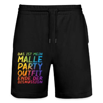Das Ist Mein Malle Party Outfit - Stanley/Stella Unisex Bio Joggingshorts Trainer  - Schwarz - Vorne - Nik (191cm) & Marisol (170cm)