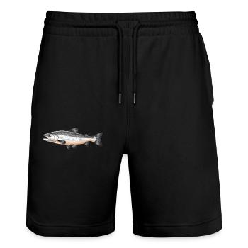 Lachse Lachs - Stanley/Stella Unisex Bio Joggingshorts Trainer  - Schwarz - Vorne - Nik (191cm) & Marisol (170cm)