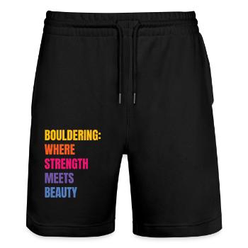 Bouldern Stärke Trifft Auf Schönheit Boulder - Stanley/Stella Unisex Bio Joggingshorts Trainer  - Schwarz - Vorne - Nik (191cm) & Marisol (170cm)
