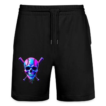 Baseball Skull Batte de Baseball - Short de jogging bio TRAINER Stanley/Stella unisexe - noir - Devant - Nik (191cm) & Marisol (170cm)