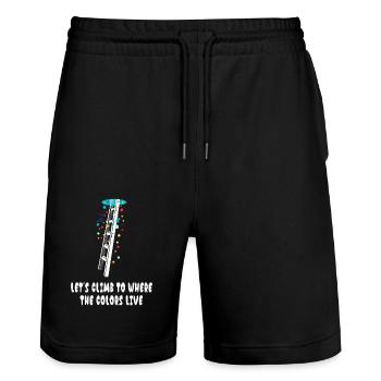 Lets climb to where the colors live - Stanley/Stella Unisex Bio Joggingshorts Trainer  - Schwarz - Vorne - Nik (191cm) & Marisol (170cm)