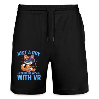 Gaming Fox VR Gamer - Short de jogging bio TRAINER Stanley/Stella unisexe - noir - Devant - Nik (191cm) & Marisol (170cm)