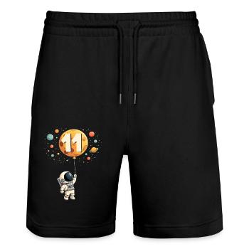 Cute Astronaut 11th Birthday Boy Outer Space - Stanley/Stella Trainer Unisex Organic Jogging Shorts - black - Front - Nik (191cm) & Marisol (170cm)