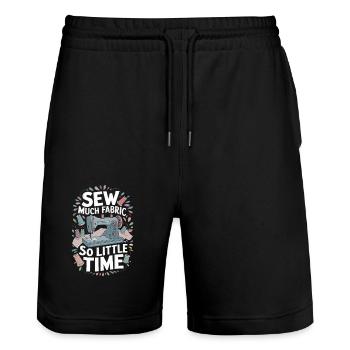 Sew Much Fabric So Little Time Funny Sewing - Stanley/Stella Trainer Unisex Organic Jogging Shorts - black - Front - Nik (191cm) & Marisol (170cm)