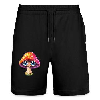 Pilz mit großen Augen - Stanley/Stella Unisex Bio Joggingshorts Trainer  - Schwarz - Vorne - Nik (191cm) & Marisol (170cm)