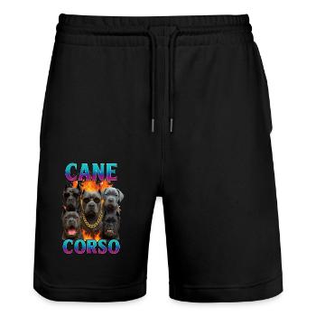 Cane Corso - Stanley/Stella Unisex Bio Joggingshorts Trainer  - Schwarz - Vorne - Nik (191cm) & Marisol (170cm)