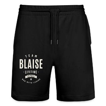 Team Blaise Lifetime Member Funny Name Blaise - Stanley/Stella Trainer Unisex Organic Jogging Shorts - black - Front - Nik (191cm) & Marisol (170cm)