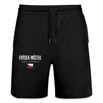 Frydek Mistek Tschechien - Stanley/Stella Unisex Bio Joggingshorts Trainer  - Schwarz - Vorne - Nik (191cm) & Marisol (170cm)