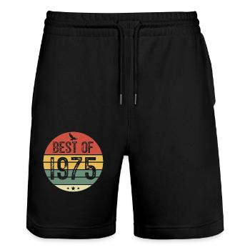 1975 Vintage Retro Geburtstagsgeschenk - Stanley/Stella Unisex Bio Joggingshorts Trainer  - Schwarz - Vorne - Nik (191cm) & Marisol (170cm)