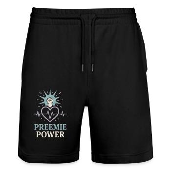 Nicu Parent Pride Preemie Warrior Neugeborene - Stanley/Stella Unisex Bio Joggingshorts Trainer  - Schwarz - Vorne - Nik (191cm) & Marisol (170cm)