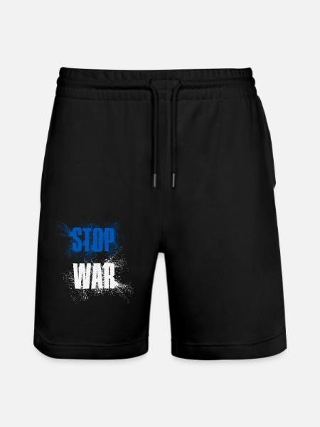 STOP OORLOG – GEEN OORLOG – VREDE – Nationale Kleuren Israël - Stanley/Stella uniseks bio-joggingshorts Mover  - zwart