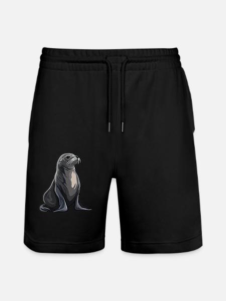 Seelöwen Seelöwe - Stanley/Stella Unisex Bio Joggingshorts Trainer - Schwarz