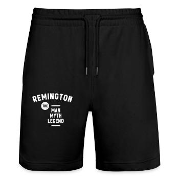 Remington The Man Myth Legend Name Remington - Stanley/Stella Trainer Unisex Organic Jogging Shorts - black - Front - Nik (191cm) & Marisol (170cm)