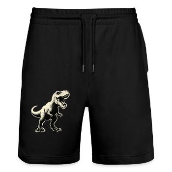 Roaring Dinosaur Silhouette - Stanley/Stella Unisex Bio Joggingshorts Trainer  - Schwarz - Vorne - Nik (191cm) & Marisol (170cm)