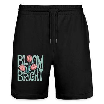 Bloom Bright Tulpen Illustration Frühlingshaftes - Stanley/Stella Unisex Bio Joggingshorts Trainer  - Schwarz - Vorne - Nik (191cm) & Marisol (170cm)