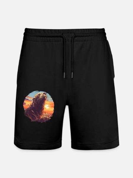 Seelöwen Seelöwe - Stanley/Stella Unisex Bio Joggingshorts Trainer - Schwarz