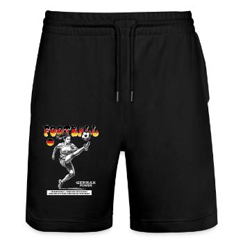 Germany Fußballerin Shirt: Spektakulärer Pass - Stanley/Stella Unisex Bio Joggingshorts Trainer  - Schwarz - Vorne - Nik (191cm) & Marisol (170cm)