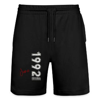 33e anniversaire Original Juin Né en 1992 - Short de jogging bio TRAINER Stanley/Stella unisexe - noir - Devant - Nik (191cm) & Marisol (170cm)