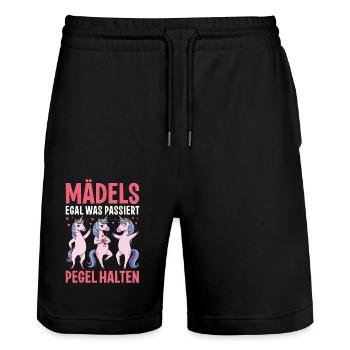 Les filles, peu importe ce qui se passe Maintenir les niveaux - Short de jogging bio TRAINER Stanley/Stella unisexe - noir - Devant - Nik (191cm) & Marisol (170cm)