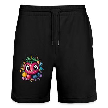 La joie des baies avec les yeux - Short de jogging bio TRAINER Stanley/Stella unisexe - noir - Devant - Nik (191cm) & Marisol (170cm)