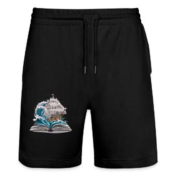 Abenteuerliche Reise Eines Segelschiffs Durch Die - Stanley/Stella Unisex Bio Joggingshorts Trainer  - Schwarz - Vorne - Nik (191cm) & Marisol (170cm)
