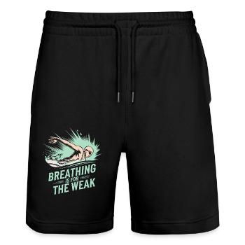 Breathing Is For The Weak Schwimmer Motto - Stanley/Stella Trainer Unisex Organic Jogging Shorts - black - Front - Nik (191cm) & Marisol (170cm)