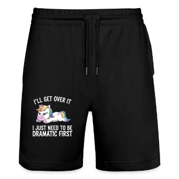 Ich Komm Drüber Weg Ich Muss Erst Dramatisch Sein - Stanley/Stella Unisex Bio Joggingshorts Trainer  - Schwarz - Vorne - Nik (191cm) & Marisol (170cm)