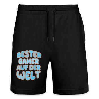 Calling: Gamer - Stanley/Stella Trainer Unisex Organic Jogging Shorts - black - Front - Nik (191cm) & Marisol (170cm)