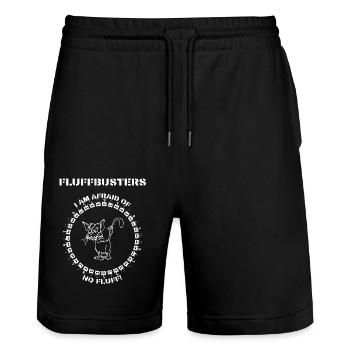 Fluffbusters- I am afraid of no Fluff! - Stanley/Stella Unisex Bio Joggingshorts Trainer  - Schwarz - Vorne - Nik (191cm) & Marisol (170cm)