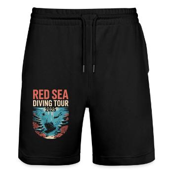 DivingTour RedSea 2025 - Stanley/Stella Trainer Unisex Organic Jogging Shorts - black - Front - Nik (191cm) & Marisol (170cm)