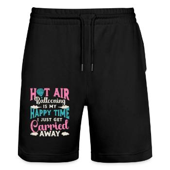 La montgolfière est mon pilote de ballon Happy Time - Short de jogging bio TRAINER Stanley/Stella unisexe - noir - Devant - Nik (191cm) & Marisol (170cm)