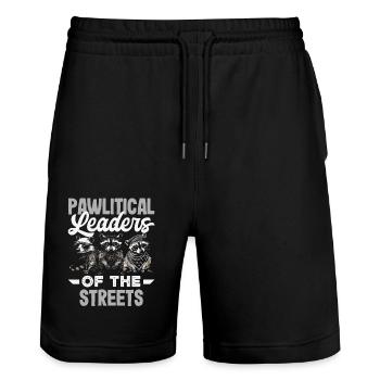 Unterstützen Sie Lokale Straßenkatzen - Stanley/Stella Unisex Bio Joggingshorts Trainer  - Schwarz - Vorne - Nik (191cm) & Marisol (170cm)