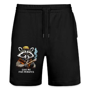 WASCHBÄR JOINT GIVE ME FIVE MINUTES - Stanley/Stella Unisex Bio Joggingshorts Trainer  - Schwarz - Vorne - Nik (191cm) & Marisol (170cm)