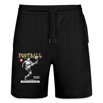 Schweiz Fußballerin Shirt: Torjubel mit Übersicht - Stanley/Stella Unisex Bio Joggingshorts Trainer  - Schwarz - Vorne - Nik (191cm) & Marisol (170cm)