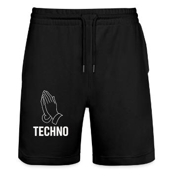 Techno Prayer – Pray for Bass - Stanley/Stella Trainer Unisex Organic Jogging Shorts - black - Front - Nik (191cm) & Marisol (170cm)