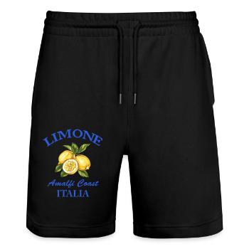 Lemon Zitrone Italia - Stanley/Stella Trainer Unisex Organic Jogging Shorts - black - Front - Nik (191cm) & Marisol (170cm)