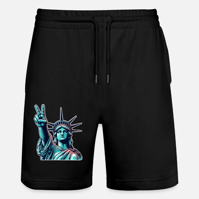 Freiheitsstatue Peace - Stanley/Stella Unisex Bio Joggingshorts Trainer - Schwarz