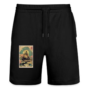 Sea otter - Stanley/Stella Trainer Unisex Organic Jogging Shorts - black - Front - Nik (191cm) & Marisol (170cm)