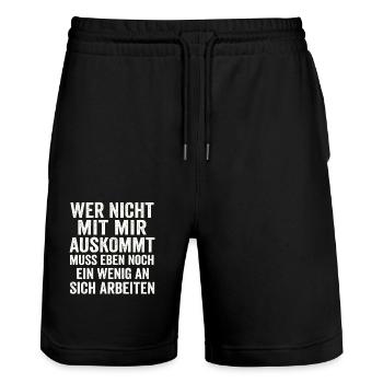 If you can't get along with me – Cheeky statement - Stanley/Stella Trainer Unisex Organic Jogging Shorts - black - Front - Nik (191cm) & Marisol (170cm)