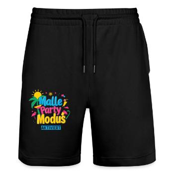 Malle Party Modus Aktiviert Mallorca Gruppen Shirt - Stanley/Stella Unisex Bio Joggingshorts Trainer  - Schwarz - Vorne - Nik (191cm) & Marisol (170cm)