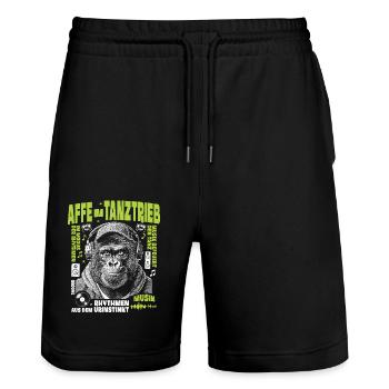 Bassblick Shirt: Gorilla hört keinen Widerspruch - Stanley/Stella Unisex Bio Joggingshorts Trainer  - Schwarz - Vorne - Nik (191cm) & Marisol (170cm)