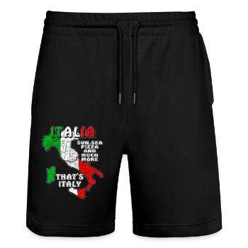 L’ITALIE, C’EST L’ITALIE - Short de jogging bio TRAINER Stanley/Stella unisexe - noir - Devant - Nik (191cm) & Marisol (170cm)