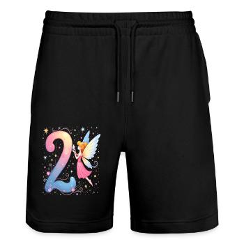 Douce Fée 2ème Anniversaire pour les filles - Short de jogging bio TRAINER Stanley/Stella unisexe - noir - Devant - Nik (191cm) & Marisol (170cm)