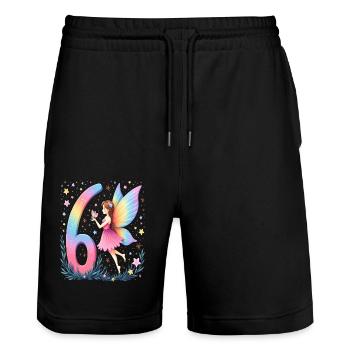 Douce Fée 6ème Anniversaire pour les filles - Short de jogging bio TRAINER Stanley/Stella unisexe - noir - Devant - Nik (191cm) & Marisol (170cm)