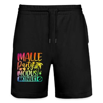 Malle Party Mode Enabled - Stanley/Stella Trainer Unisex Organic Jogging Shorts - black - Front - Nik (191cm) & Marisol (170cm)