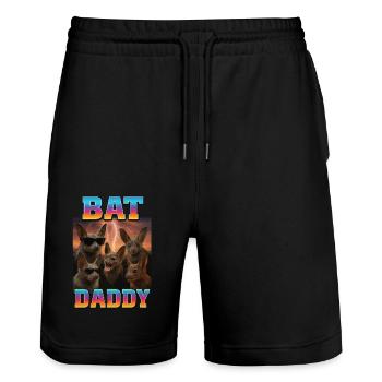 Fledermaus-Papa - Stanley/Stella Unisex Bio Joggingshorts Trainer  - Schwarz - Vorne - Nik (191cm) & Marisol (170cm)