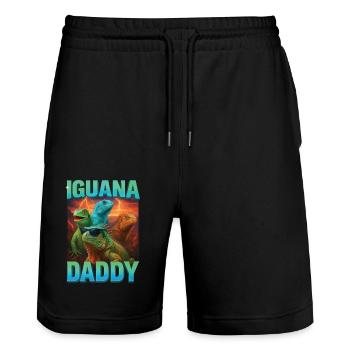 Leguan-Papa - Stanley/Stella Unisex Bio Joggingshorts Trainer  - Schwarz - Vorne - Nik (191cm) & Marisol (170cm)